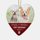 Printerrode foto van Pet's eerste kerstpagina Keramisch Ornament (Links)