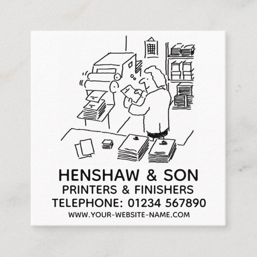 Printers en Finishers - speciale acties Vierkante Visitekaartje (Voorkant)