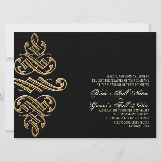  Printers Ornament Gold - Bruiloft uitnodigingen (Voorkant)