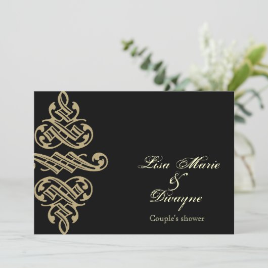  Printers Ornament Koppels Douche Invite Kaart (Staand voorkant)