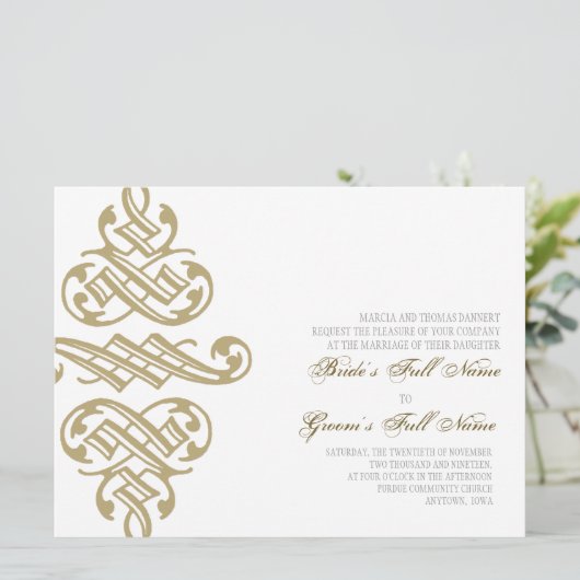  Printers Ornament Swirl - bruiloft uitnodigingen (Staand voorkant)