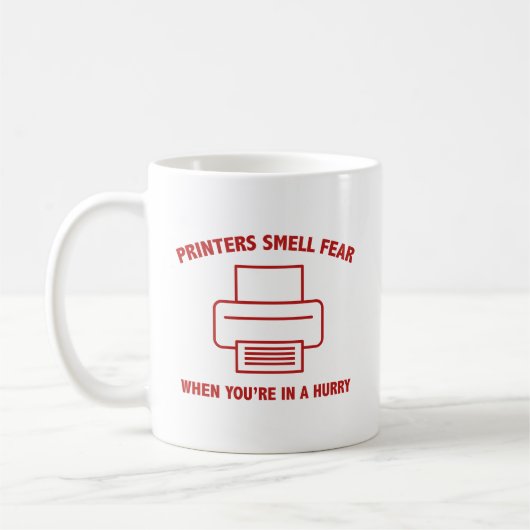 Printers ruiken angst aan als je in een snel koffi koffiemok (Links)