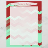 Printersmakreel en Aqua Chevron Stationery Briefhoofd (Voorkant)