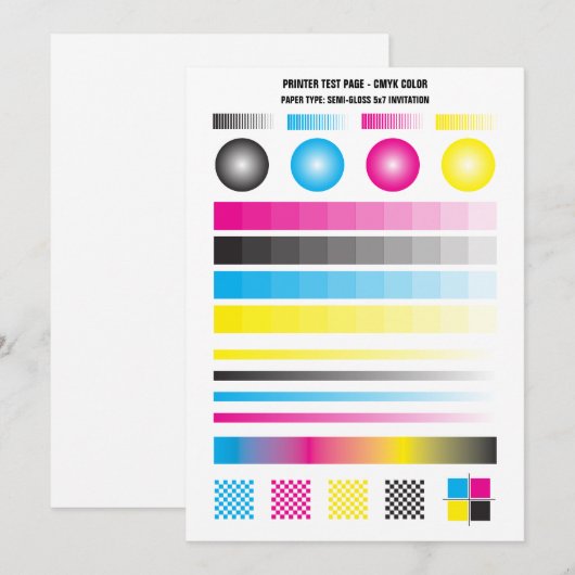 Printertestpagina CMYK-verlopen lijnen Kaart (Voorkant / Achterkant)