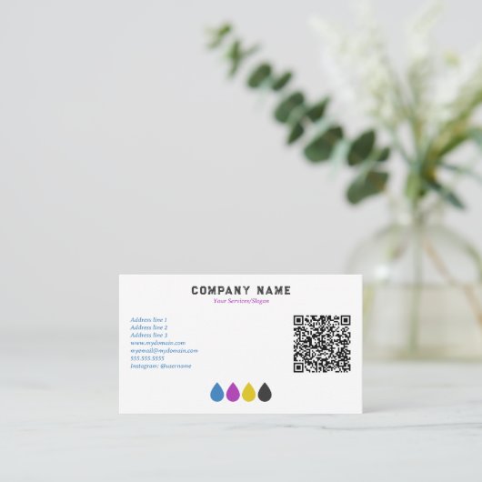 Printing Services CMYK Ink Drops Visitekaartje (Staand voorkant)