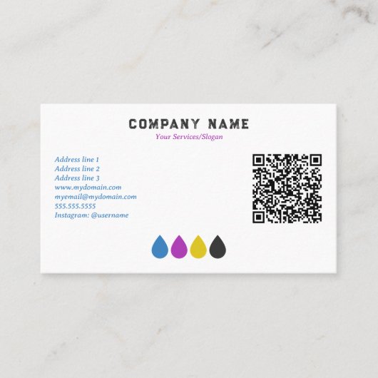 Printing Services CMYK Ink Drops Visitekaartje (Voorkant)