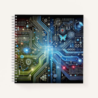 Printplaat, Binaire Code & Lichtgevende Vlinder Notitieboek
