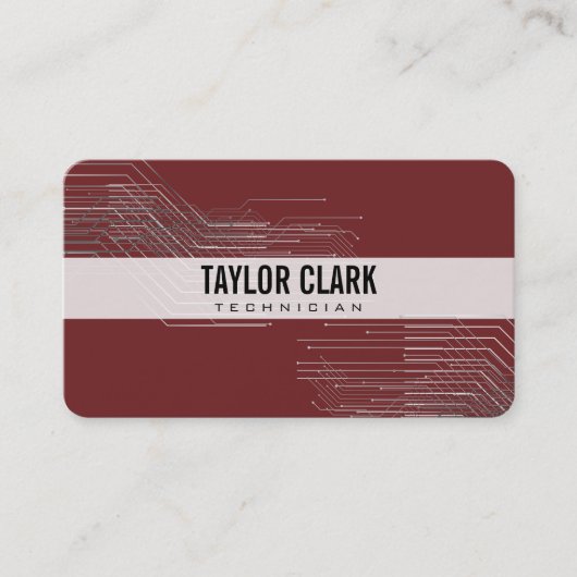 Printplaat Component Dieprood Visitekaartje (Voorkant)