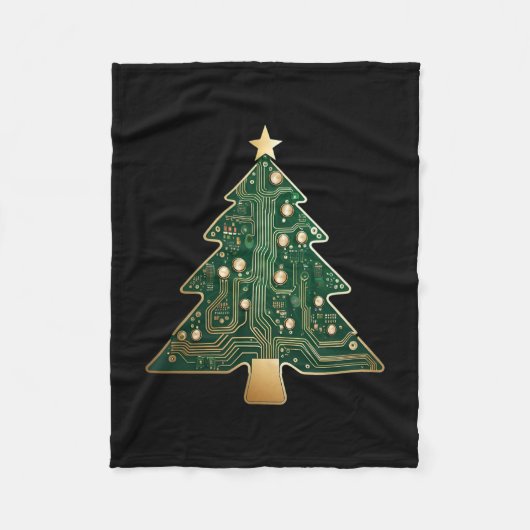 Printplaat Computer Tech Kerstboom Fleece Deken (Voorkant)