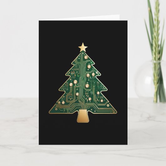 Printplaat Computer Tech Kerstboom Kaart (Voorkant)