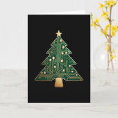 Printplaat Computer Tech Kerstboom Kaart (Gele Bloem)