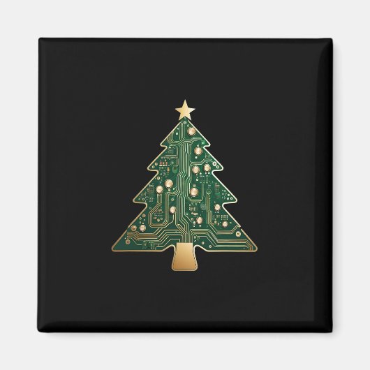 Printplaat Computer Tech Kerstboom  Magneet (Voorkant)