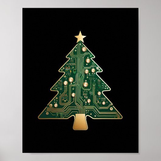 Printplaat Computer Tech Kerstboom  Poster (Voorkant)