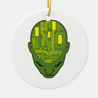 printplaat hersenen hoofd geel en groen keramisch ornament
