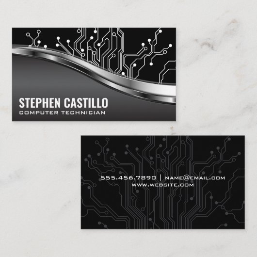 printplaat | metallisch ontwerp visitekaartje (Voorkant / Achterkant)