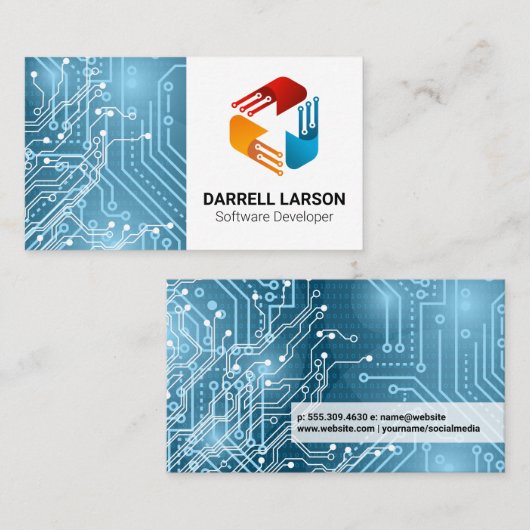 Printplaat | Tech Modern Logo Visitekaartje (Voorkant / Achterkant)