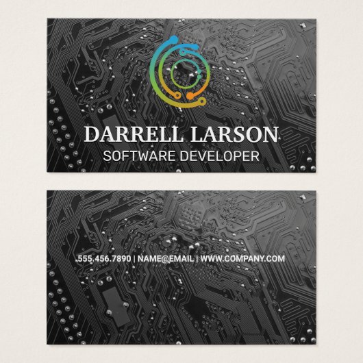 Printplaat Zwart | Technologie Logo Visitekaartje (Voorkant /achterkant)