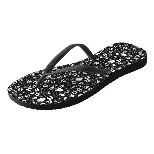 Prints 01.b. Zwart BG Teenslippers (Schuin)