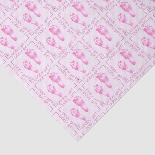 Prints babymeisje roze papier met tong (Detail)