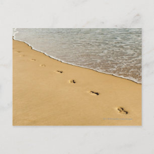 Prints in zand met golven briefkaart