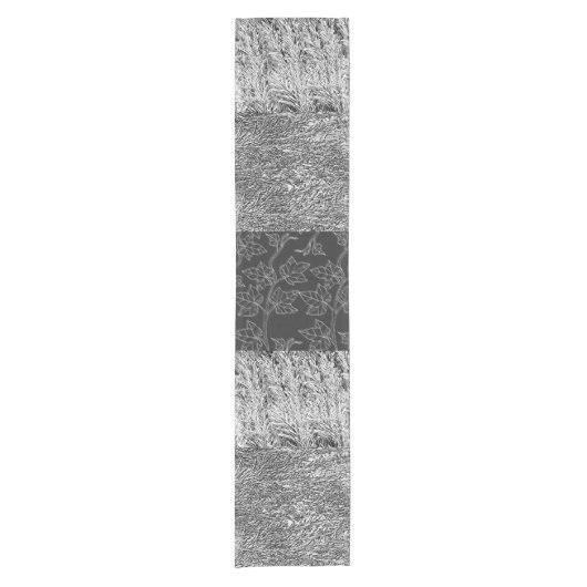 Prints met zwarte en witte bladeren korte tafelloper (Voorkant)