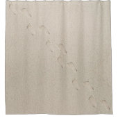 Prints op blote voeten in strandzand douchegordijn (Voorkant)