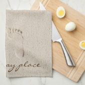 Prints op blote voeten in strandzand theedoek (Quarter Fold)