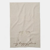 Prints op blote voeten in strandzand theedoek (Verticaal)