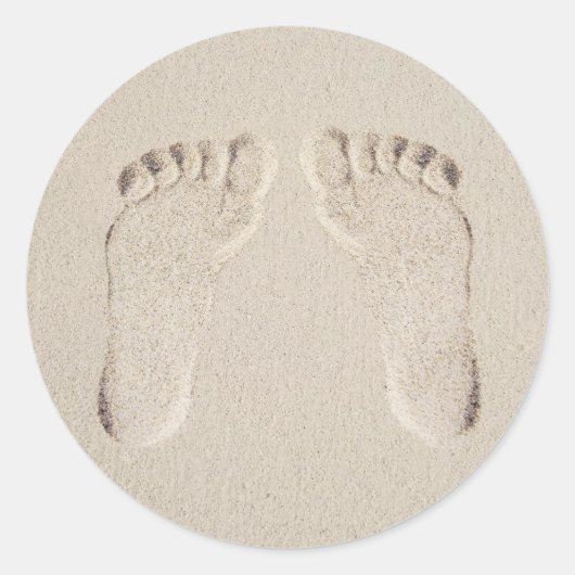 Prints op blote voeten in Zand Ronde Sticker (Voorkant)