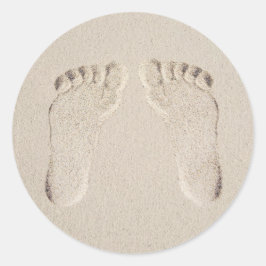 Prints op blote voeten in Zand Ronde Sticker