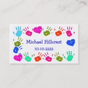Prints voor kinderen met kleurrijke handjes contactkaartje