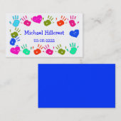 Prints voor kinderen met kleurrijke handjes contactkaartje (Voorkant / Achterkant)