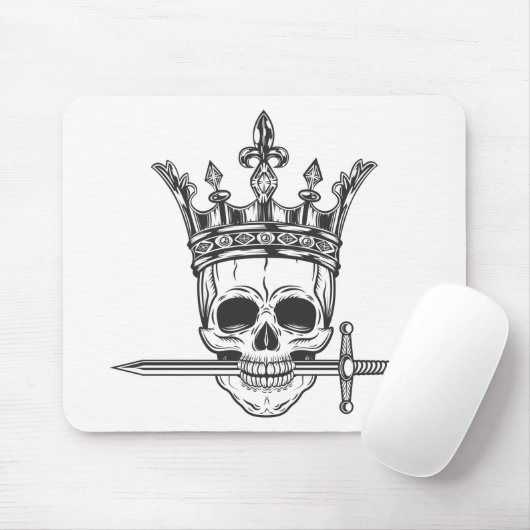  printschedel in kroon met zwaarddruk muismat (Met muis)