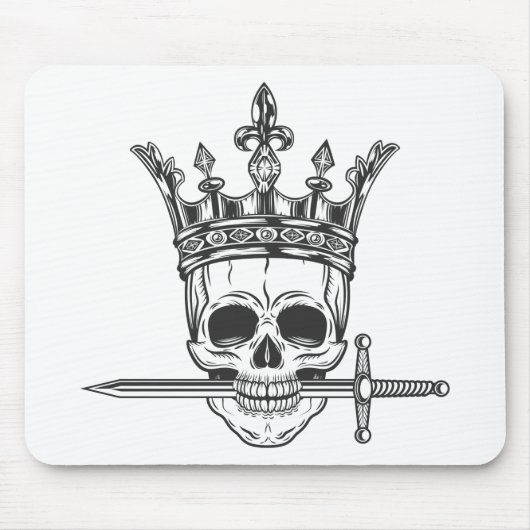 printschedel in kroon met zwaarddruk muismat (Voorkant)