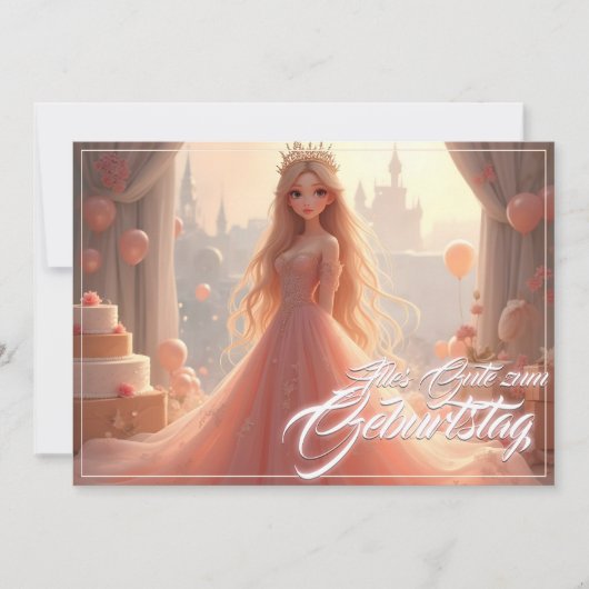 Prinzessin Geburtstagskarte in Rosa (Voorkant)