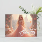 Prinzessin Geburtstagskarte in Rosa (Staand voorkant)
