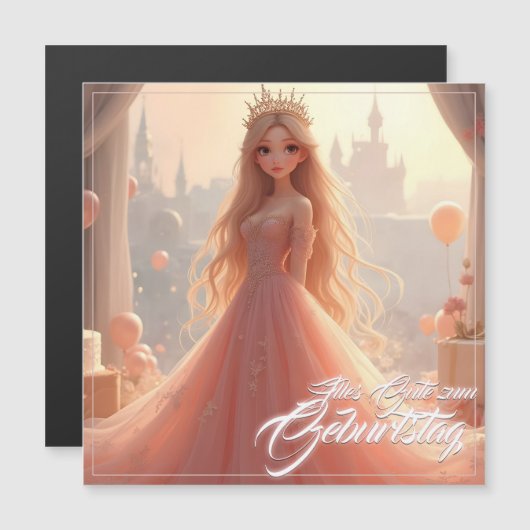 Prinzessin Geburtstagskarte in Rosa (Voorkant / Achterkant)