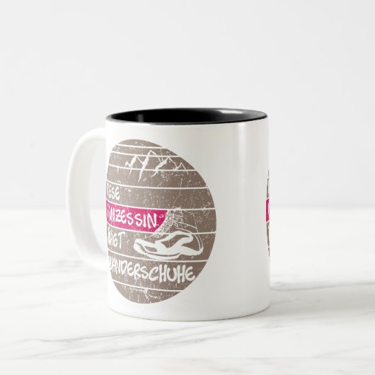 Prinzessin trägt Wanderschuhe, Sonnenuntergang Tweekleurige Koffiemok (Voorkant links)