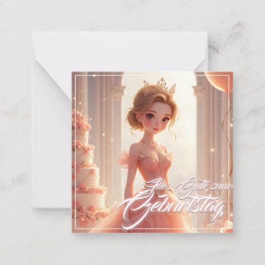 Prinzessin zum Geburtstag im rosa Traumkleid Notitiekaartje (Voorkant)