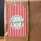 Prioritaire rendierpost van kerstcadeau cadeaulabel