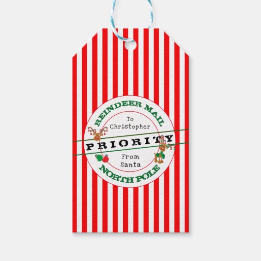 Prioritaire rendierpost van kerstcadeau cadeaulabel (Voorkant)