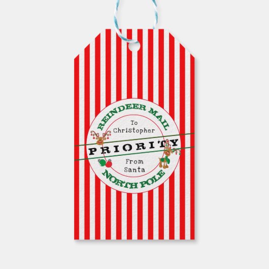 Prioritaire rendierpost van kerstcadeau cadeaulabel (Achterkant)