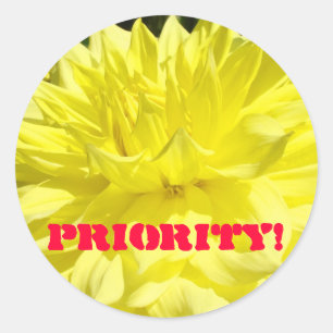 Prioriteit! stickers Aangepaste Gele Dahlia Bloeme