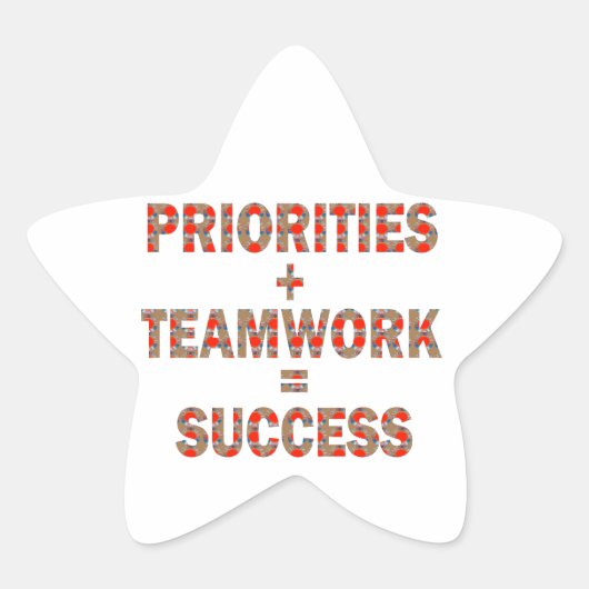 PRIORITEIT Teamwork Succes Wijsheid LOWPRICE GESCH Ster Sticker (Voorkant)