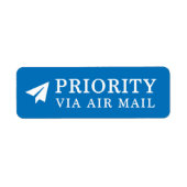 PRIORITEIT VIA AIR MAIL 紙 飛 行 機 papieren vliegtuig Etiket (Voorkant)