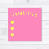Prioriteiten Hot Pink en Yellow Notes met harten