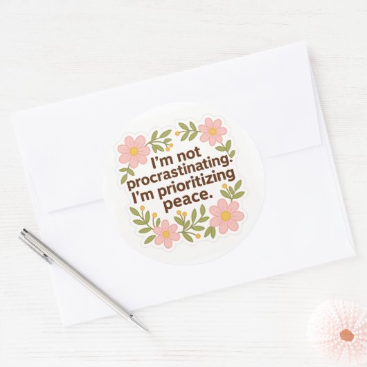 Prioritizing Peace – Floral Quote Sticker (Envelop)
