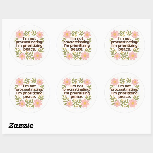 Prioritizing Peace – Floral Quote Sticker (Vel)