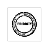 Priority Circle Logo Afdrukken Jet Black Houten Rubberstempel (Afrduk)