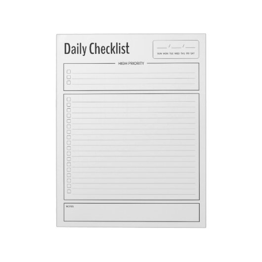 Priority Daily Checklist-Notitieblok Notitieblok (Linkerzijde)